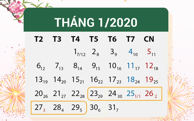 Lịch Nghỉ Tết 2020